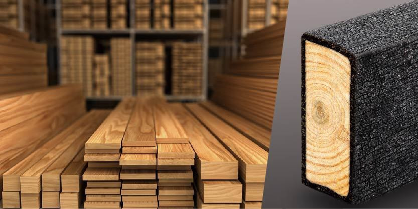 天然の空調装置のような働き。 炭化層によって燃えにくくなる。